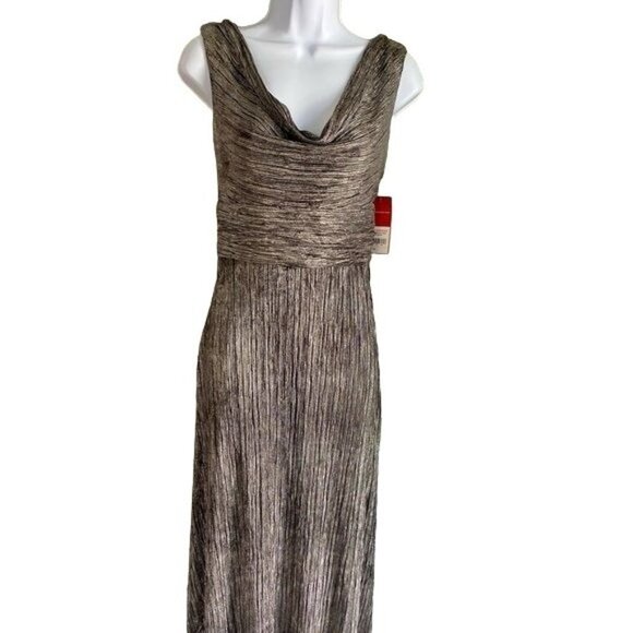 Donna Ricco Sleeveless Maxi Dress Silver Size 8 NEW with Tags - Picture 5 of 14